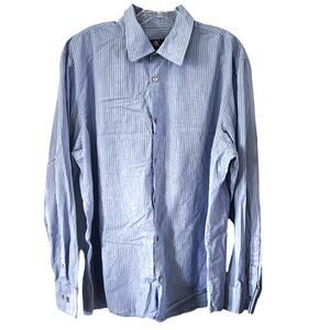 Calvin Klein Men's Button Down Shirt Blue w/ White Pin Stripes Size XL